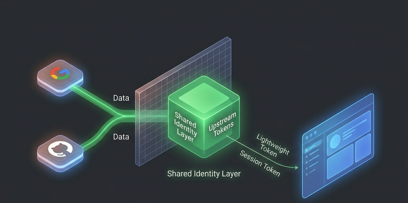 Proper Token Boundaries - External providers pass tokens to backend, frontend only receives session token