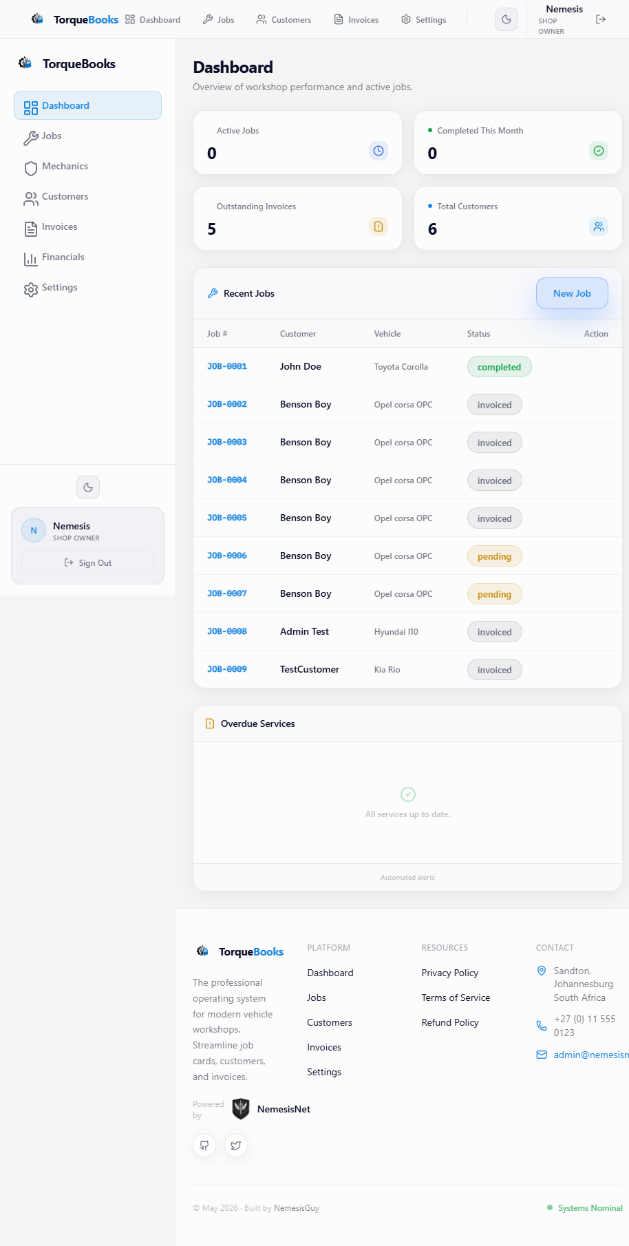 TorqueBooks Dashboard
