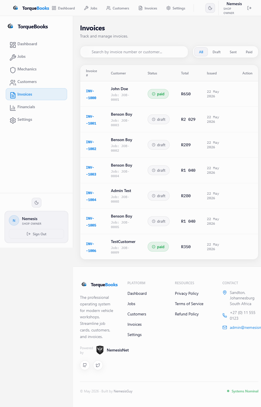 TorqueBooks Invoices