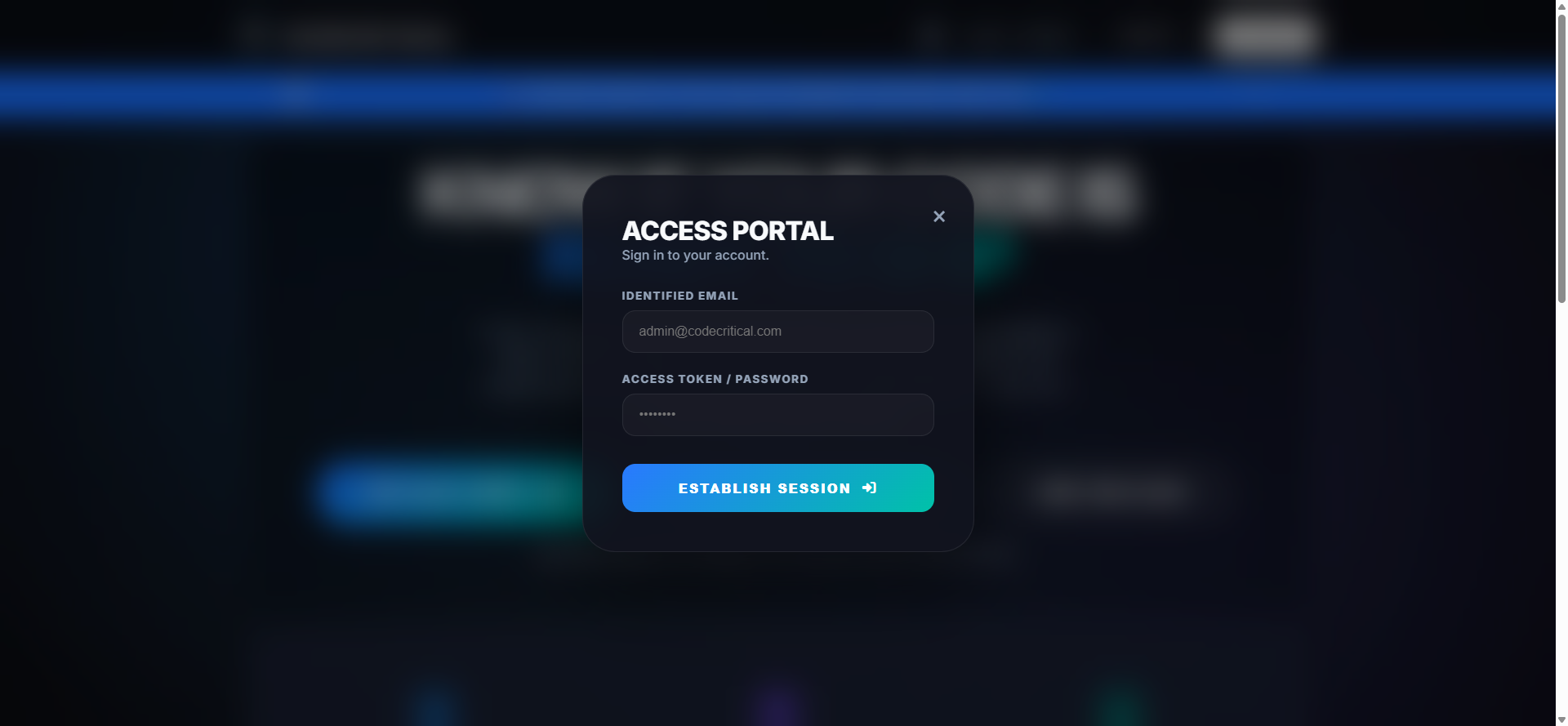 CodeCritical login portal