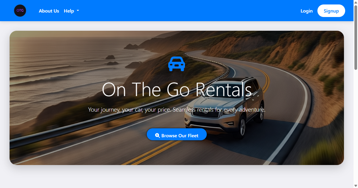 OnTheGoRentals Live Homepage