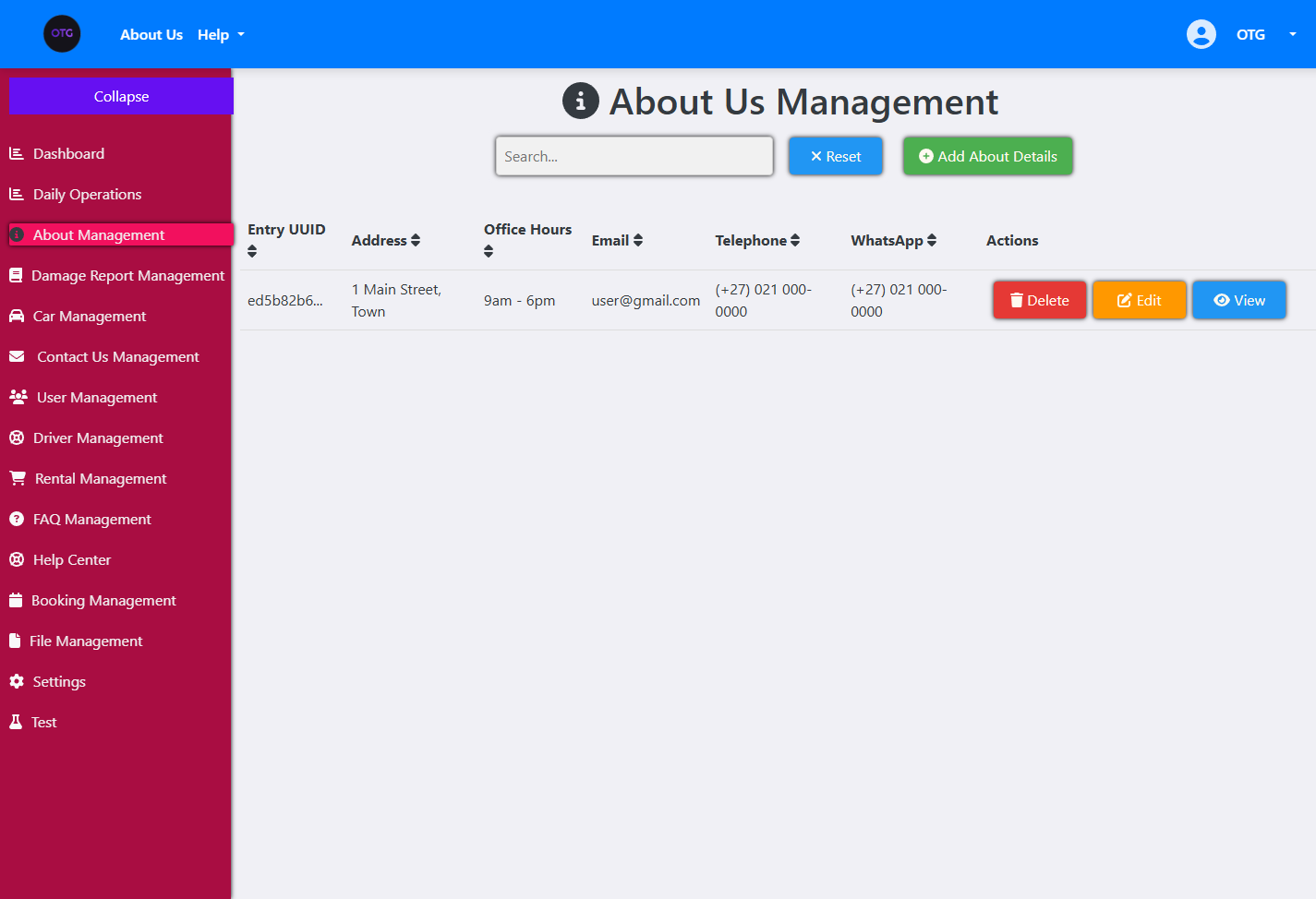 Admin About Us Management