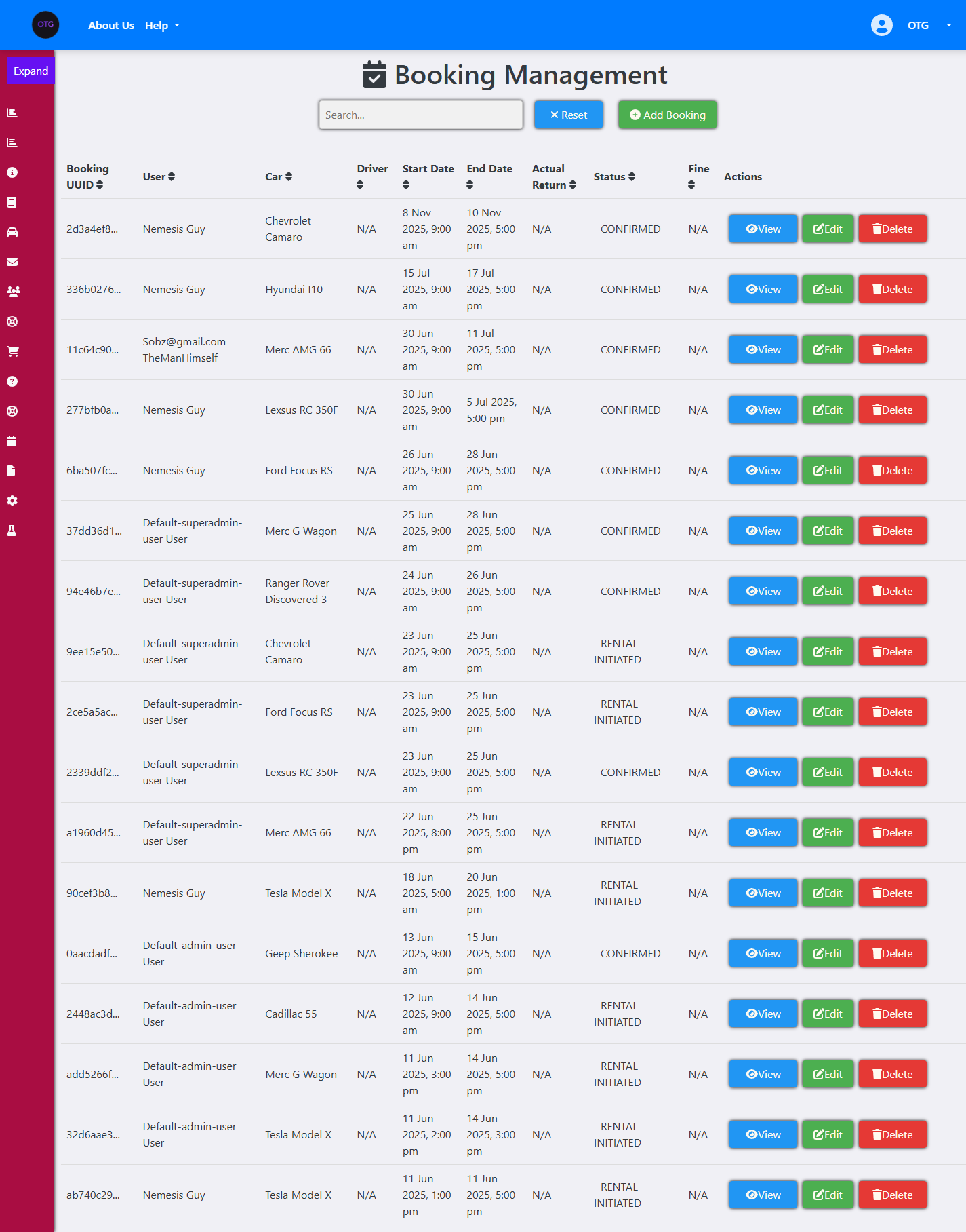 Admin Booking Management