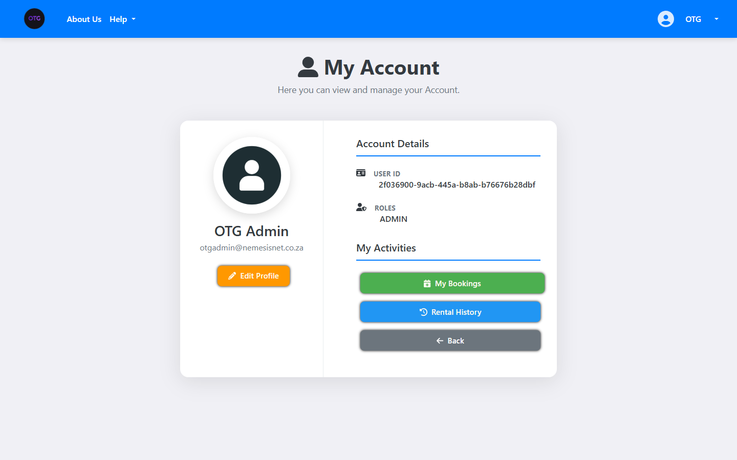 OnTheGoRentals User Profile