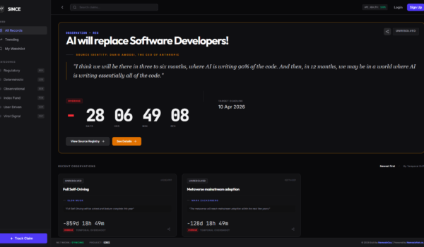 since homepage screenshot
