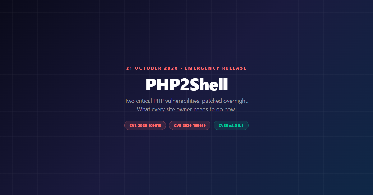 PHP2Shell - two critical PHP vulnerabilities patched 21 October 2026