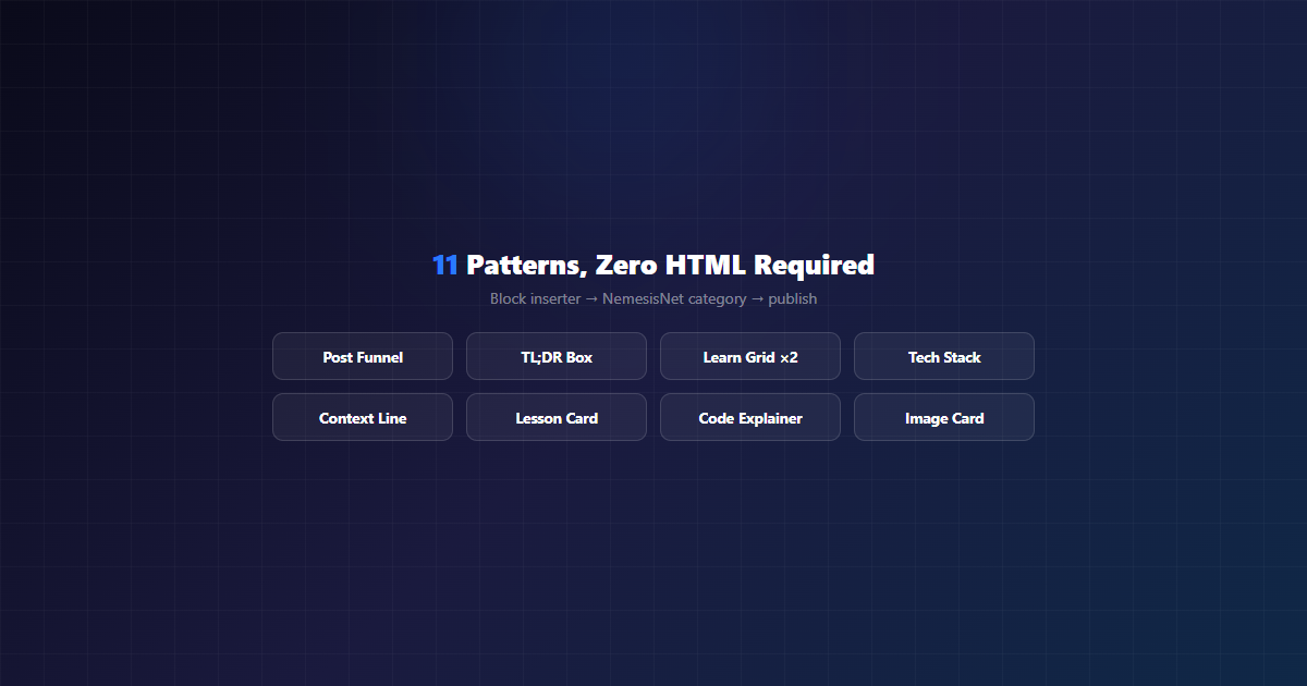 Eleven native block patterns in the NemesisNet category